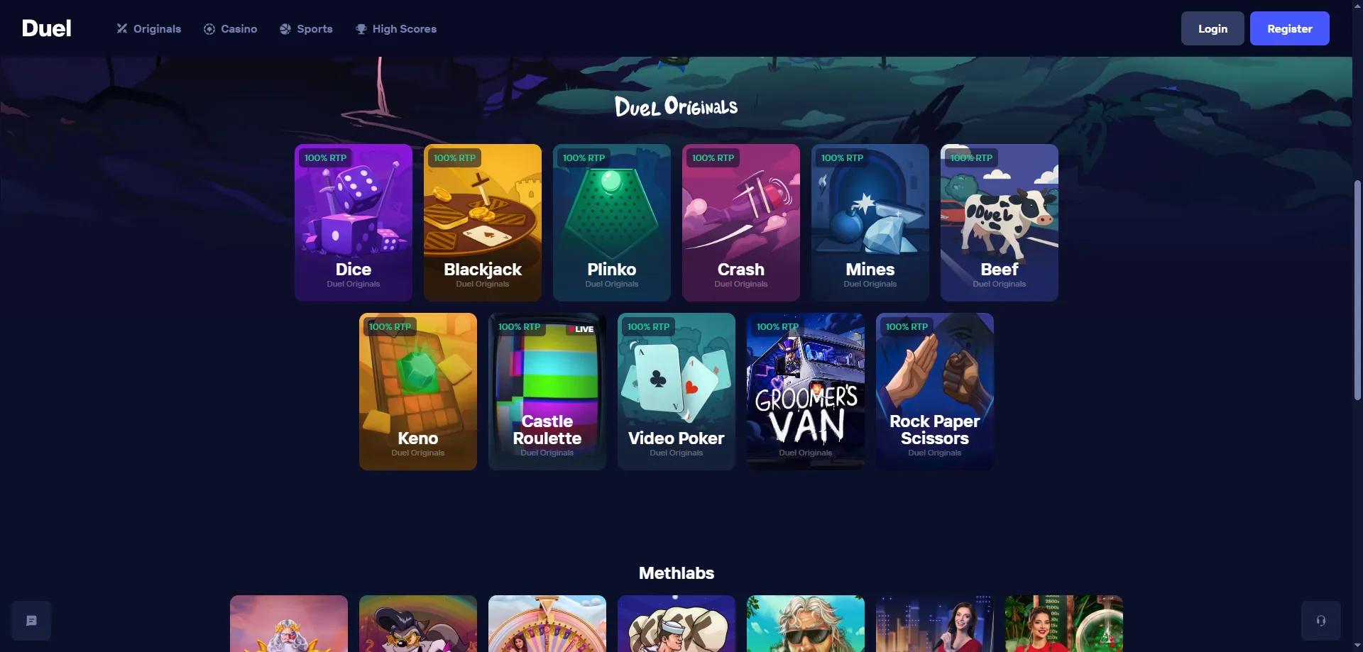 Juegos de casino Duel Originals — tragamonedas y juegos propios